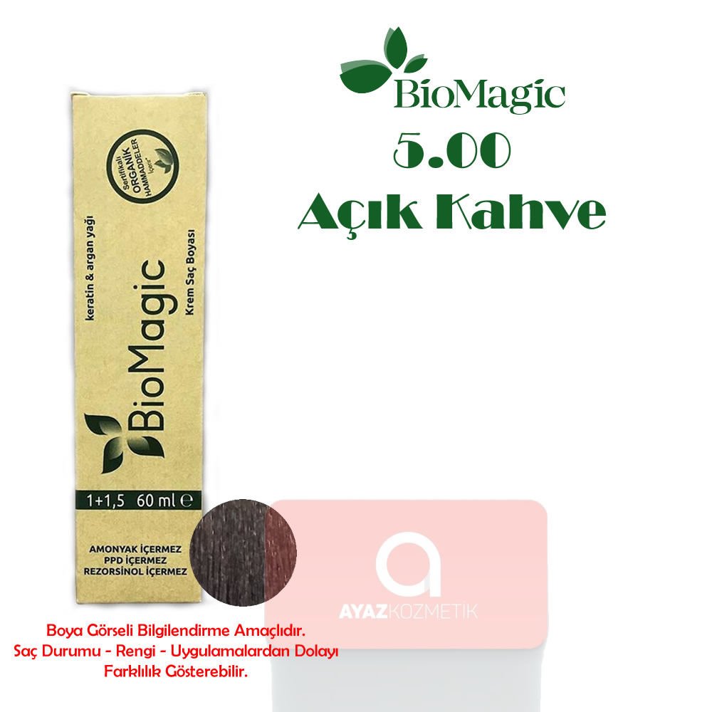 Biomagic Amonyaksız Doğal İçerikli Saç Boyası 60 Ml. - 5.00 Açık Kahve