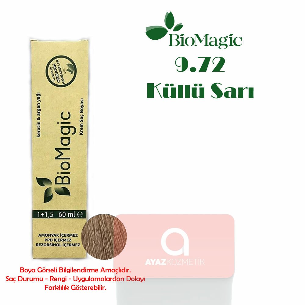 Biomagic Amonyaksız Doğal İçerikli Saç Boyası 60 Ml. - 9.72 Küllü Sarı