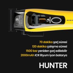 Hector HUNTER - Profesyonel Saç ve Sakal Kesim Makinesi - Siyah-Sarı