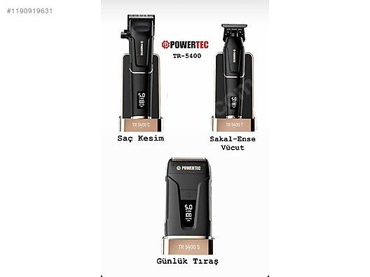 Powertech TR5400 - Sakal + Ense & çizim - Elekli Sıfırlama Makinası 3ü 1 Arada