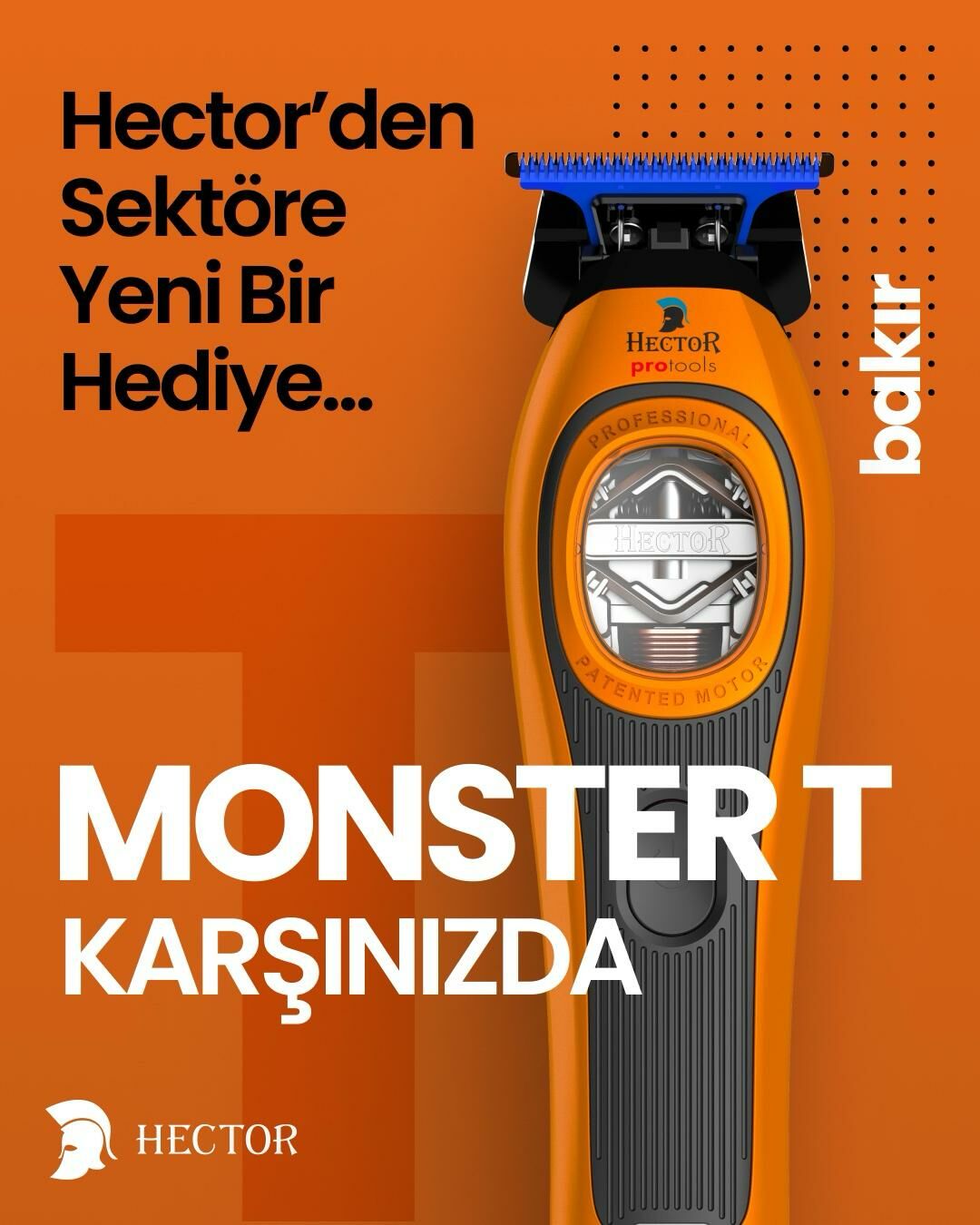 Hector MONSTER T - Profesyonel Sıfırlama ve Sakal Kesim Makinesi - TURUNCU