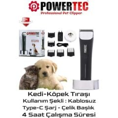 Powertech TR9100 - Profesyonel PET Clipper - Kedi Köpek Tıraş Makinası