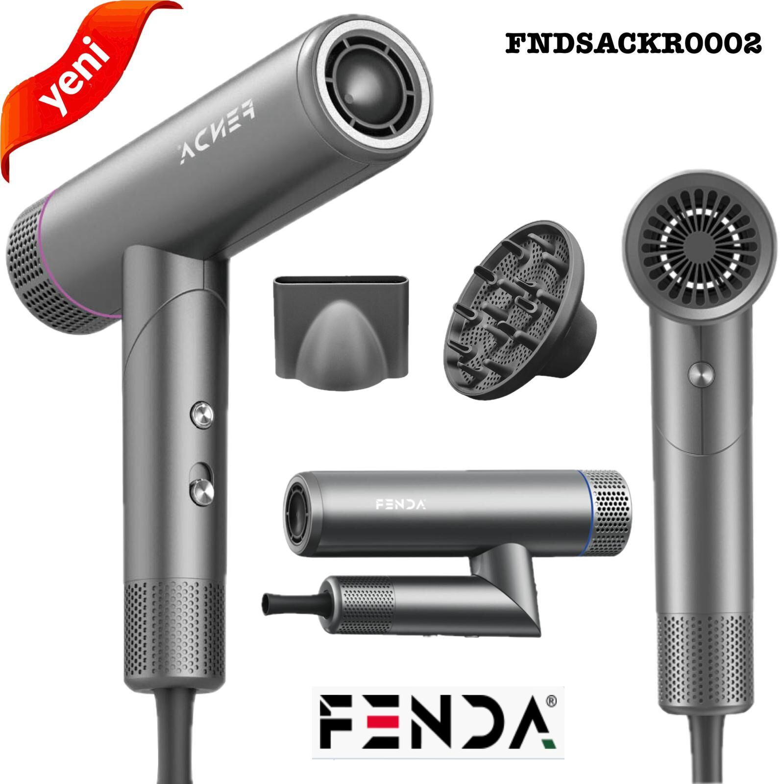 FENDA FNDSACKR0002 - BLDC Motor - Yeni Nesil Fön Makinası - GRİ