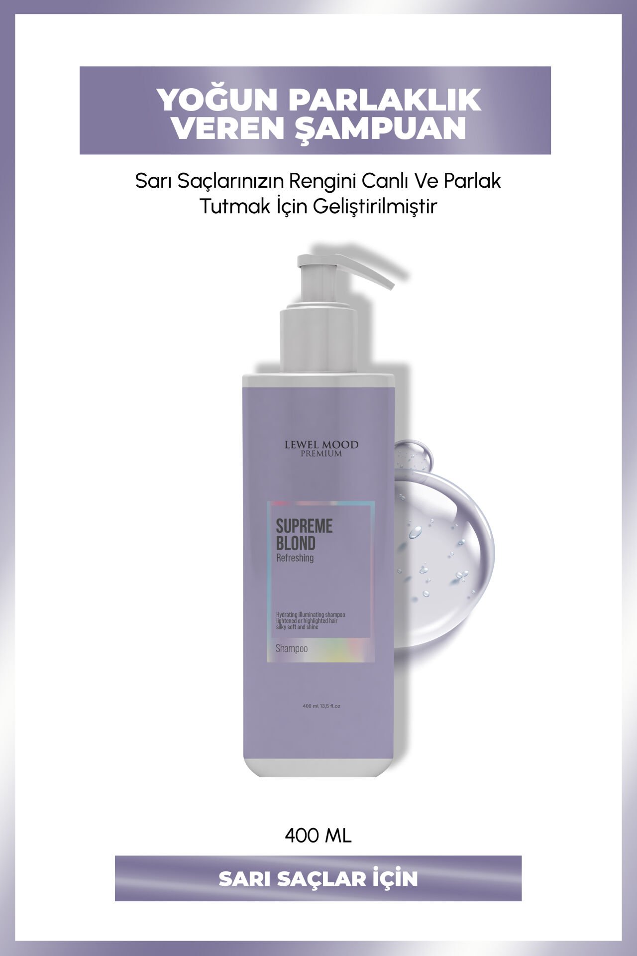 Lewel Mood Premium Supreme Blond Shampoo - 400 ml - Açık renkler için bakım şampuanı