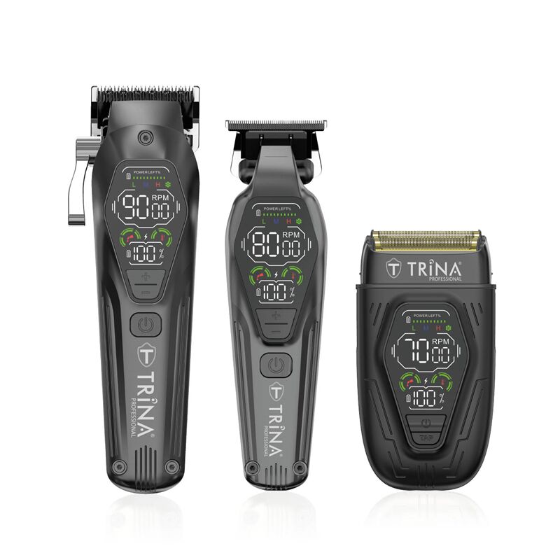 Trina TRNSACKSSET006BL- Profesyonel Berber Seti 3'lü - SİYAH