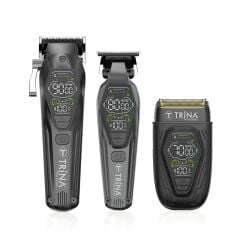 Trina TRNSACKSSET006BL- Profesyonel Berber Seti 3'lü - SİYAH